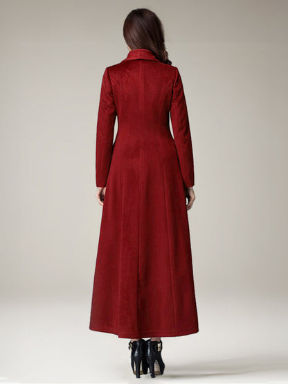 Women's Coat Warm Winter A-line Lapel Full Length Maxi Woolen Coat 2026