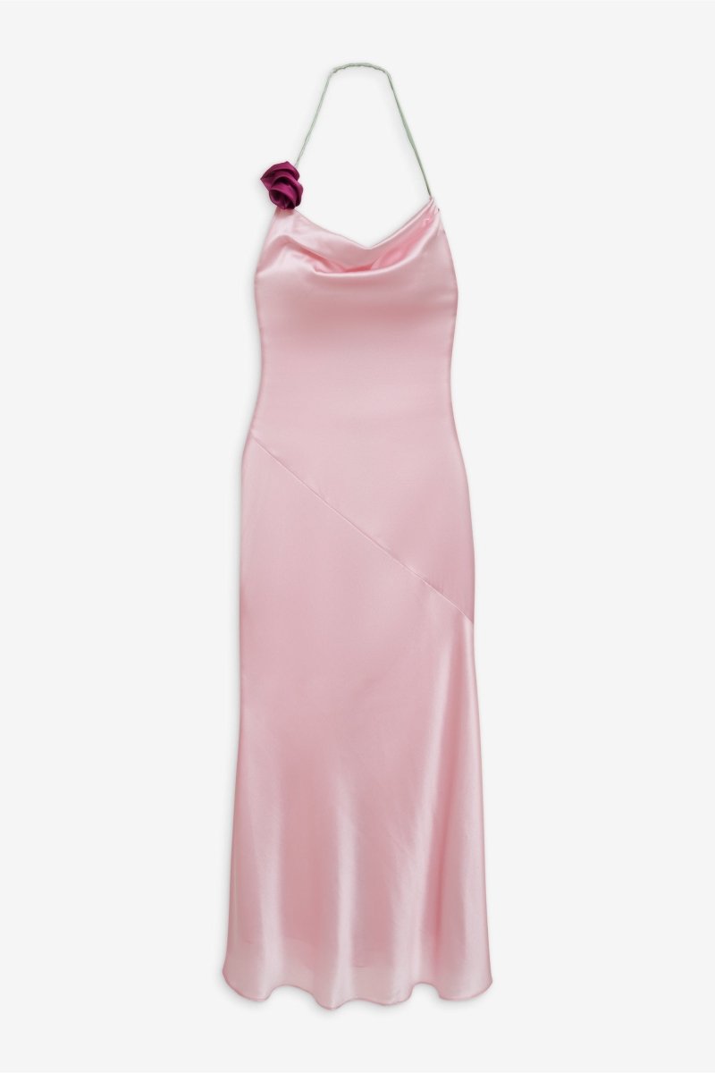 Edwina Halter Neck Rosette Maxi Dress