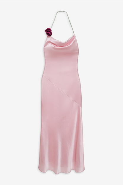 Edwina Halter Neck Rosette Maxi Dress