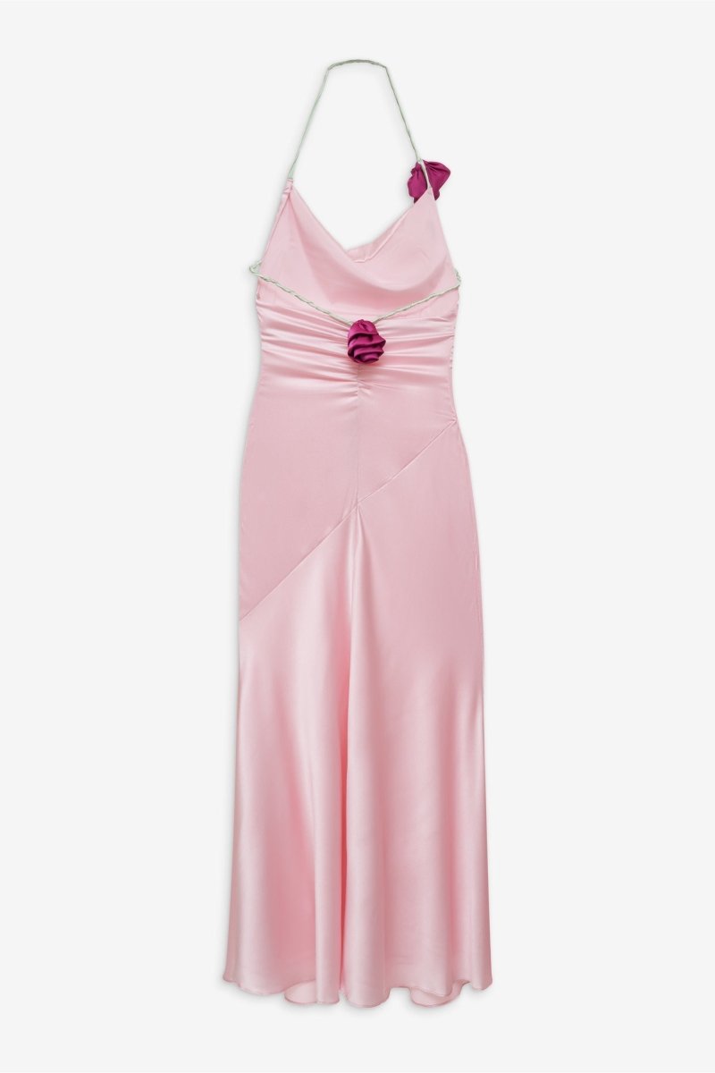 Edwina Halter Neck Rosette Maxi Dress