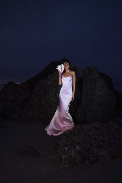 Edwina Halter Neck Rosette Maxi Dress