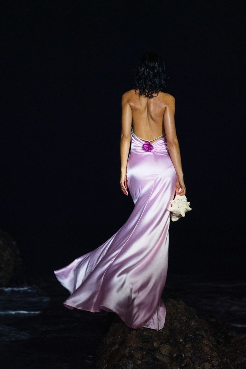 Edwina Halter Neck Rosette Maxi Dress