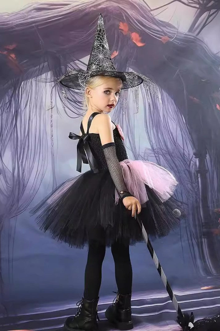 Floral Witch Tutu Kid Halloween Costume
