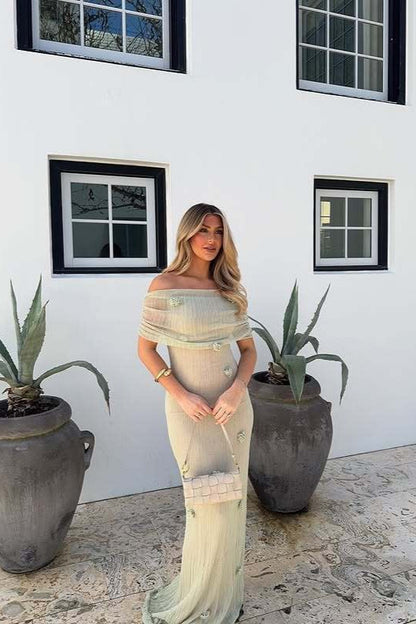 Off Shoulder Floral Maxi Dress