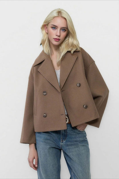 Oversized Lapel Wool Blend Jacket
