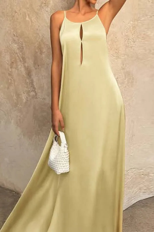 Spaghetti Strap Keyhole Cutout Loose A-Line Maxi Dress