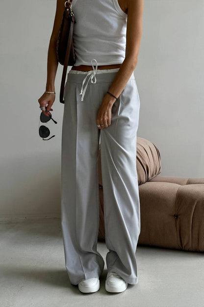 Tie Waist Two Piece Look Trousers Pants