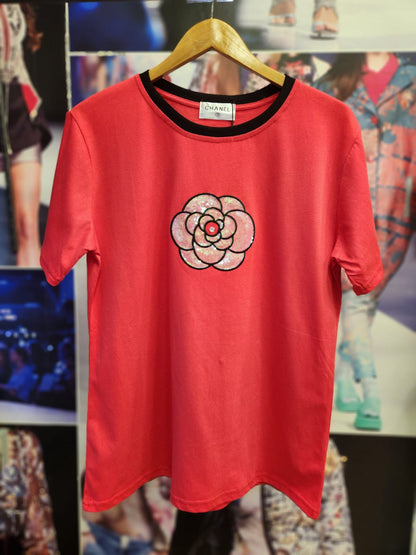 Print Cotton Lycra Flower CH T-Shirt
