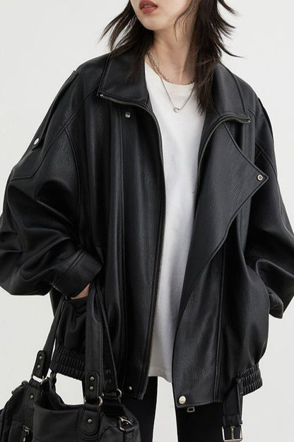 Oversized Moto Leather Jacket