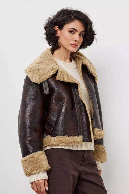 Vintage Faux Fur Collared Short Coat