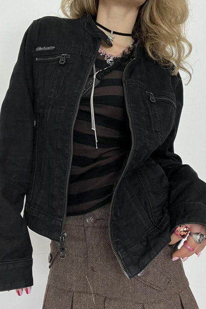 Vintage Black Denim Trucker Jacket