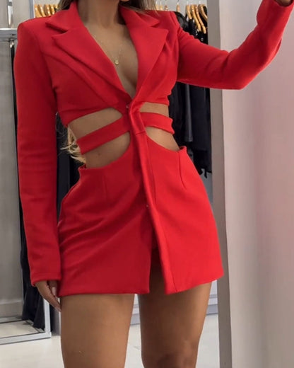 Casual Blazer Dress Sets With Hollow Waist(🔥  Flash Sale）