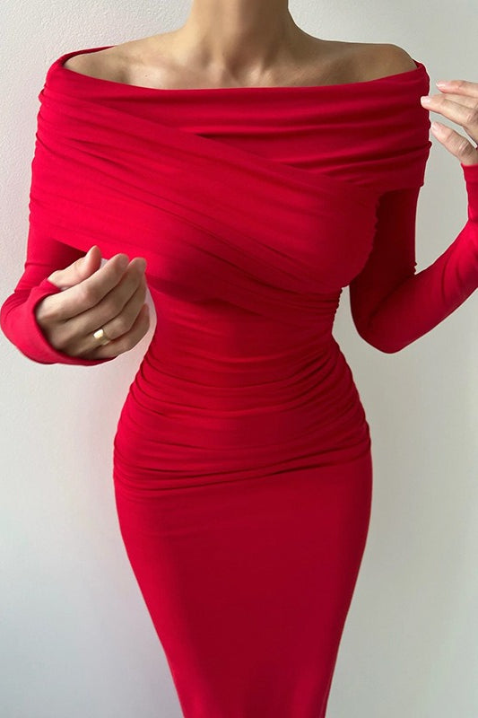 Elegant Red Bodycon Maxi Dress