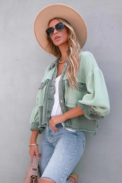 Brushed Waffle Long Sleeve Coat