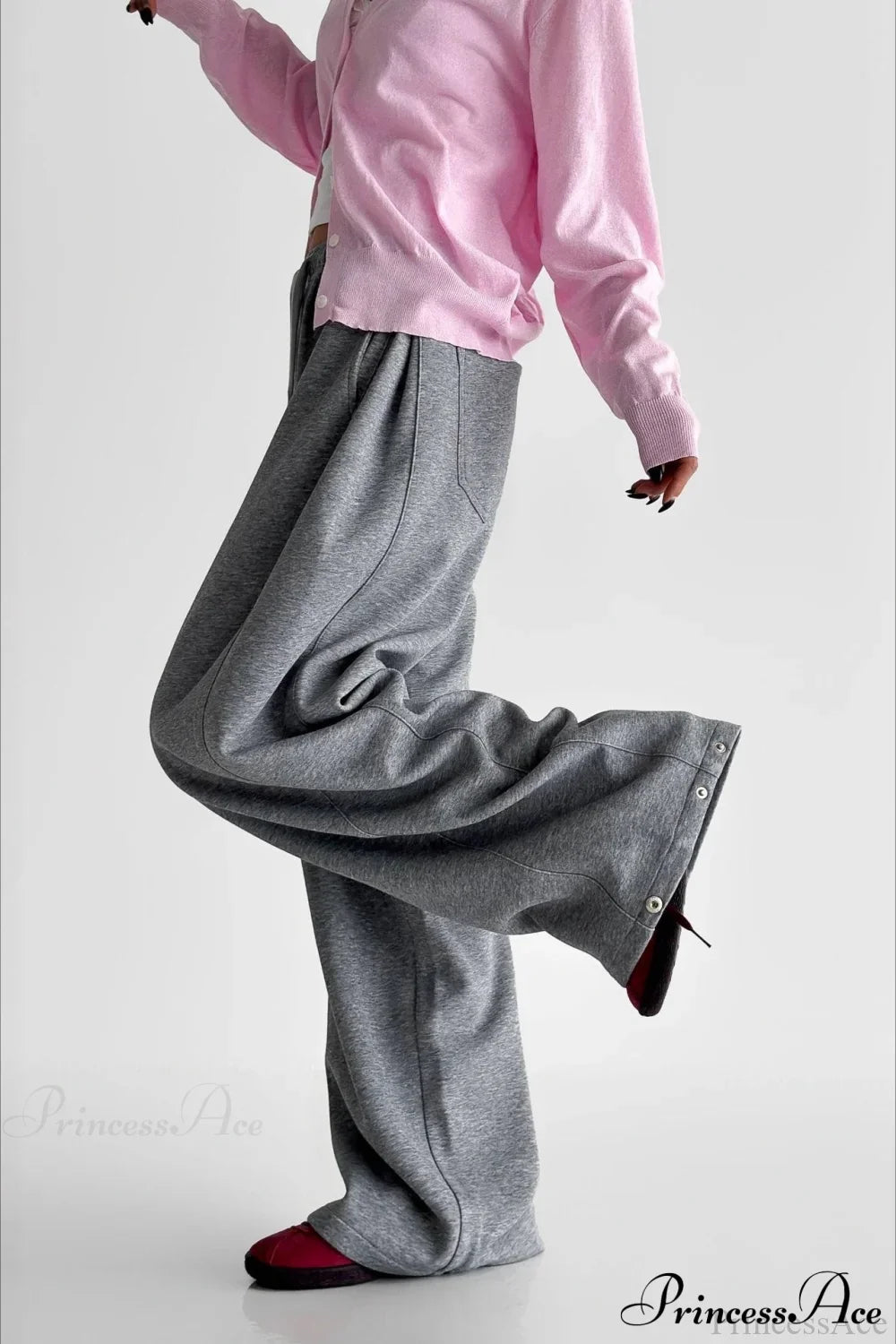 Elastic High-Waist Drawstring Wide Pants