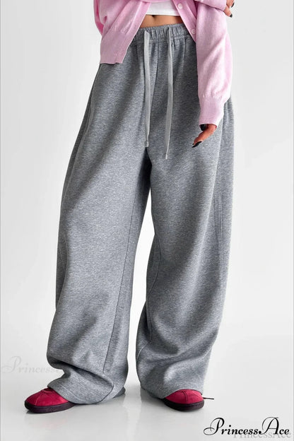 Elastic High-Waist Drawstring Wide Pants