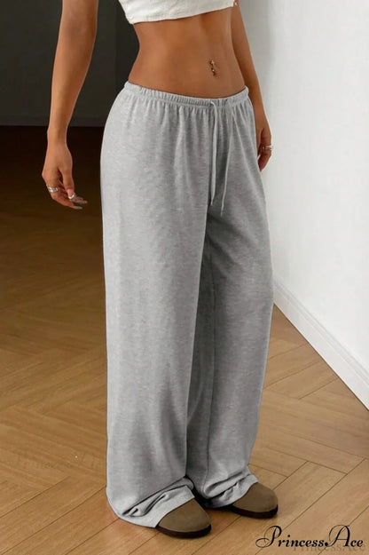Elastic Waist Drawstring Wide Leg Pants