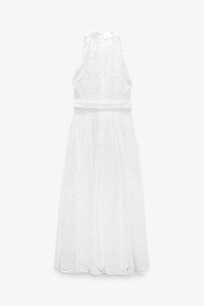 Eleanor Embroidered Sleeveless Midi Dress