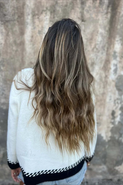 Elegant Chic Color Block Button Pocket Wool Coat