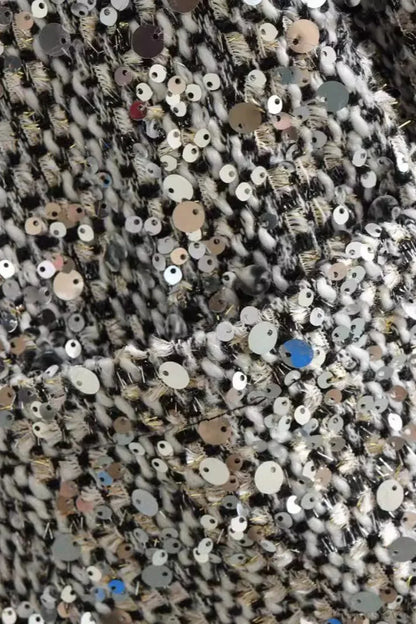 Elegant Luxurious Tweed Sequin Jacket