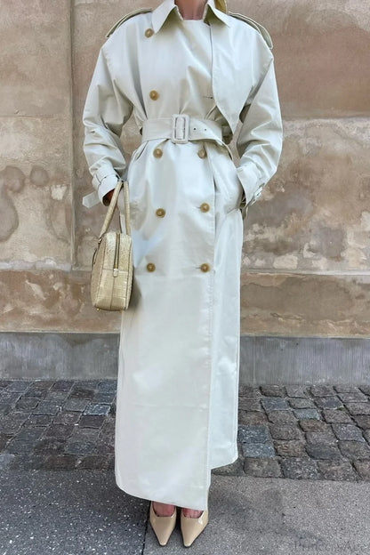 Elegant Wide Lapel Tie Waist Trench-Inspired Overcoat
