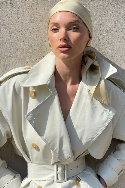 Elegant Wide Lapel Tie Waist Trench-Inspired Overcoat