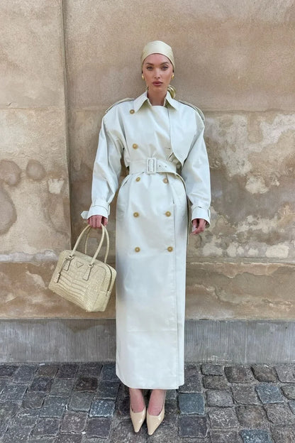 Elegant Wide Lapel Tie Waist Trench-Inspired Overcoat