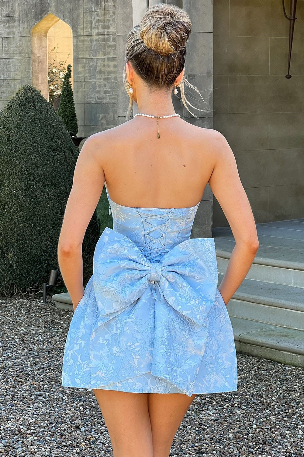 Julie Floral Jacquard Lace Up Mini Dress