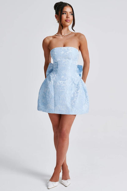 Julie Floral Jacquard Lace Up Mini Dress