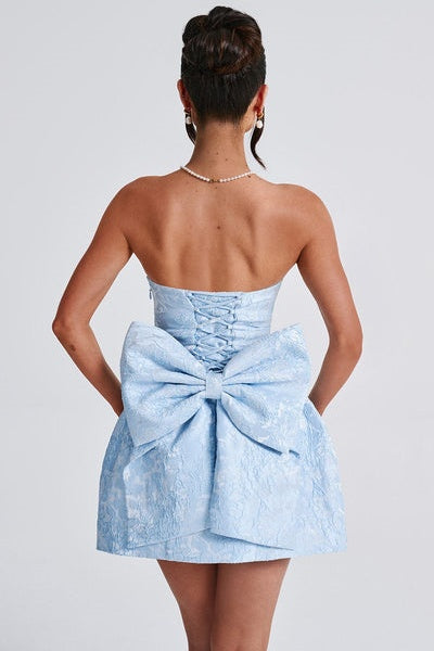 Julie Floral Jacquard Lace Up Mini Dress