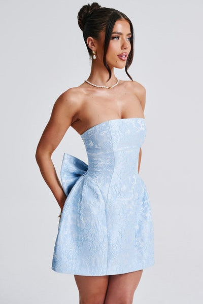 Julie Floral Jacquard Lace Up Mini Dress