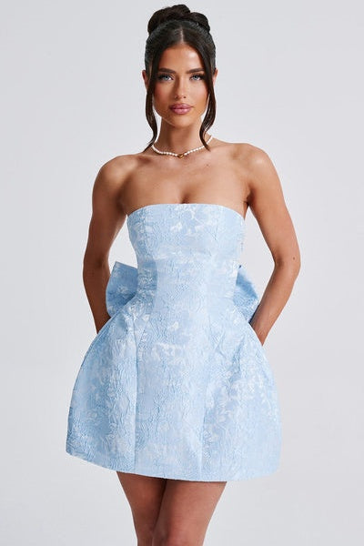 Julie Floral Jacquard Lace Up Mini Dress