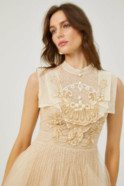 Elizabeth Butterfly Embroidered Tulle Mini Dress