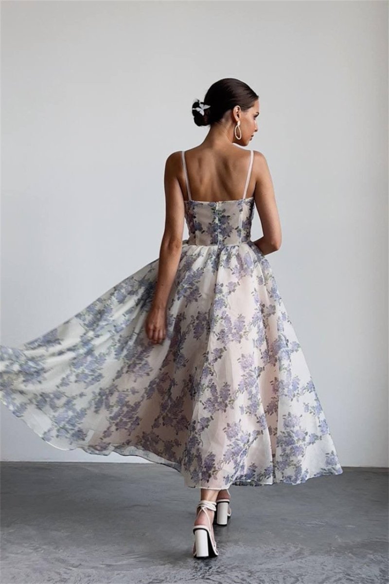 Ella Floral Printed Chiffon Midi Dress