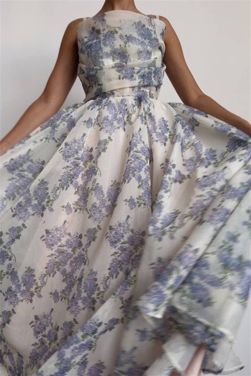 Ella Floral Printed Chiffon Midi Dress