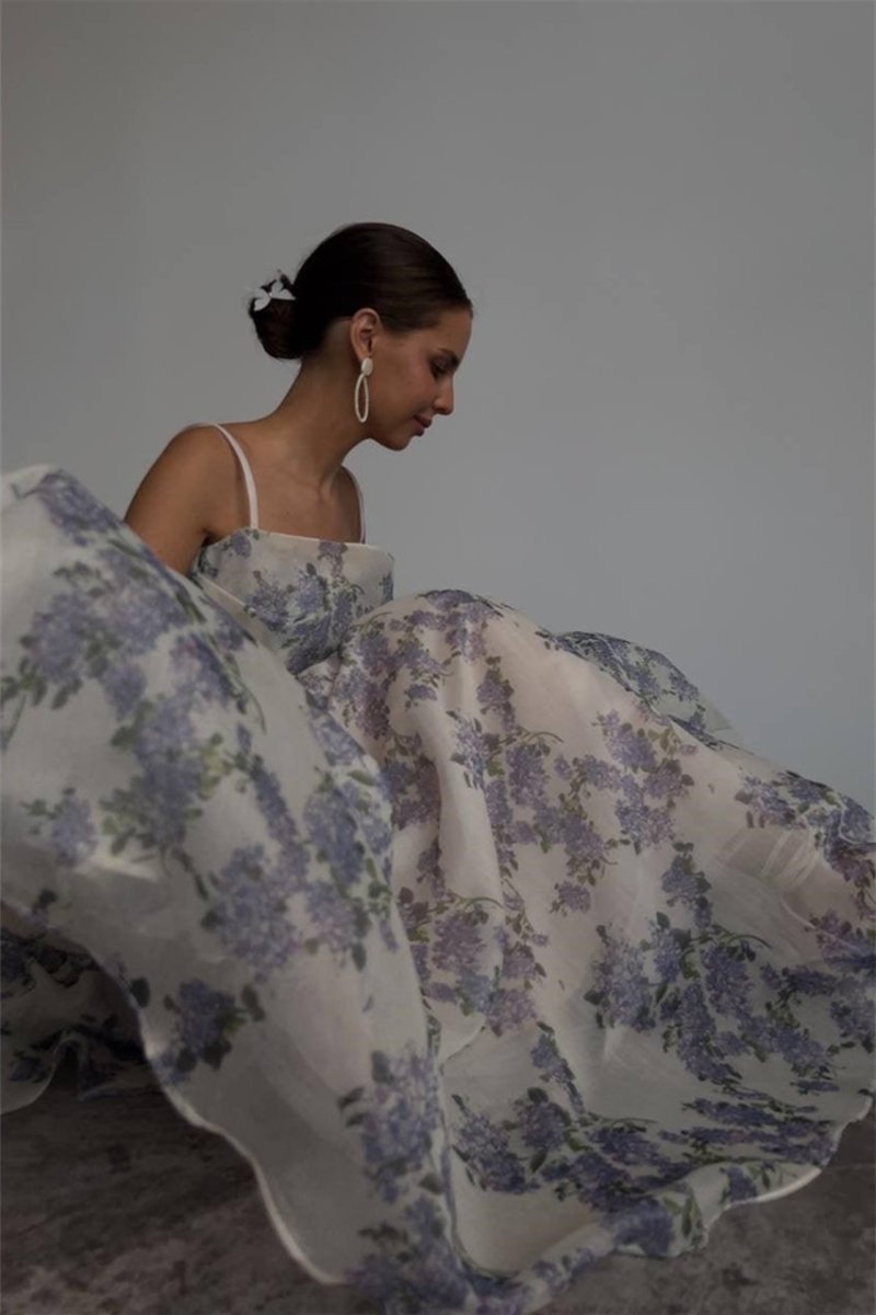 Ella Floral Printed Chiffon Midi Dress