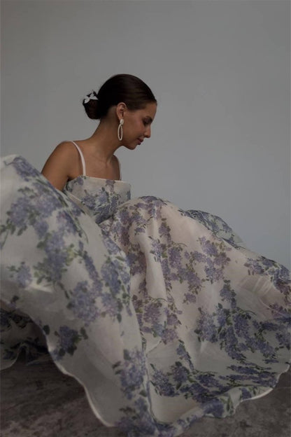 Ella Floral Printed Chiffon Midi Dress