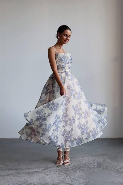 Ella Floral Printed Chiffon Midi Dress