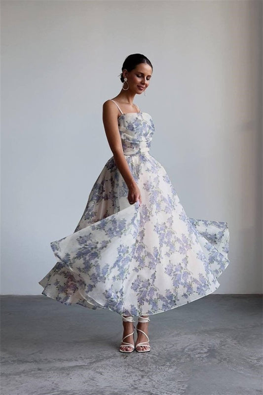 Ella Floral Printed Chiffon Midi Dress