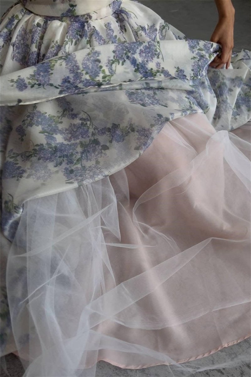 Ella Floral Printed Chiffon Midi Dress