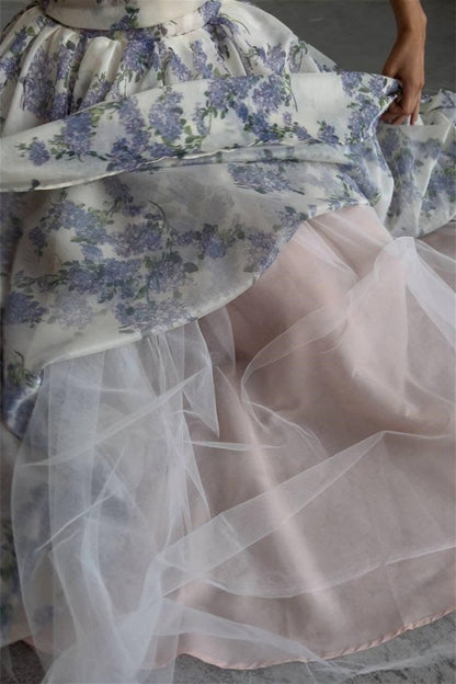 Ella Floral Printed Chiffon Midi Dress