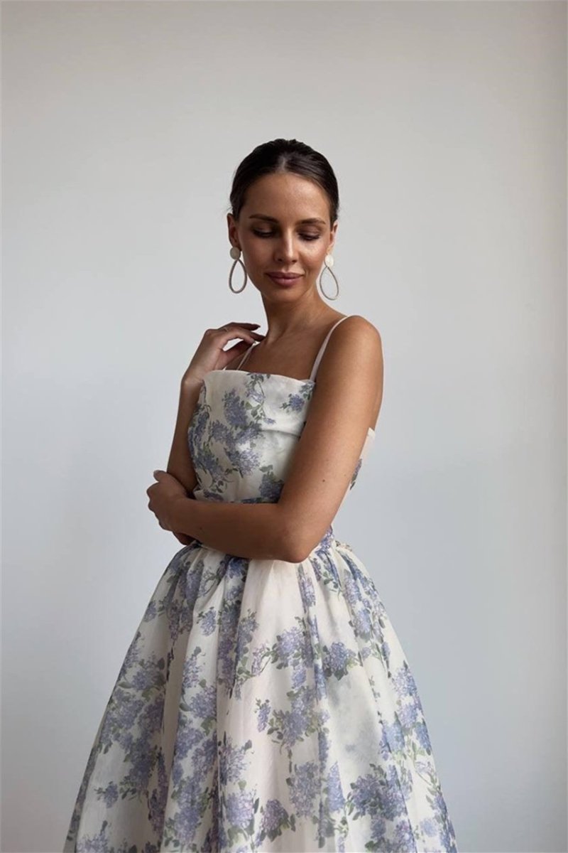 Ella Floral Printed Chiffon Midi Dress