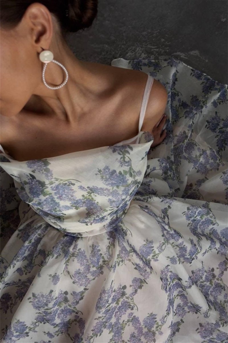 Ella Floral Printed Chiffon Midi Dress