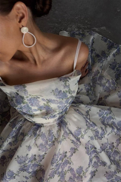 Ella Floral Printed Chiffon Midi Dress