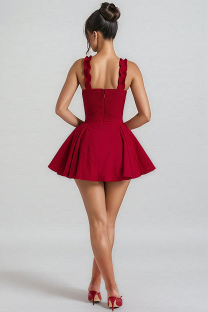 Naomi Red Strapless Ruffle Mini Dress