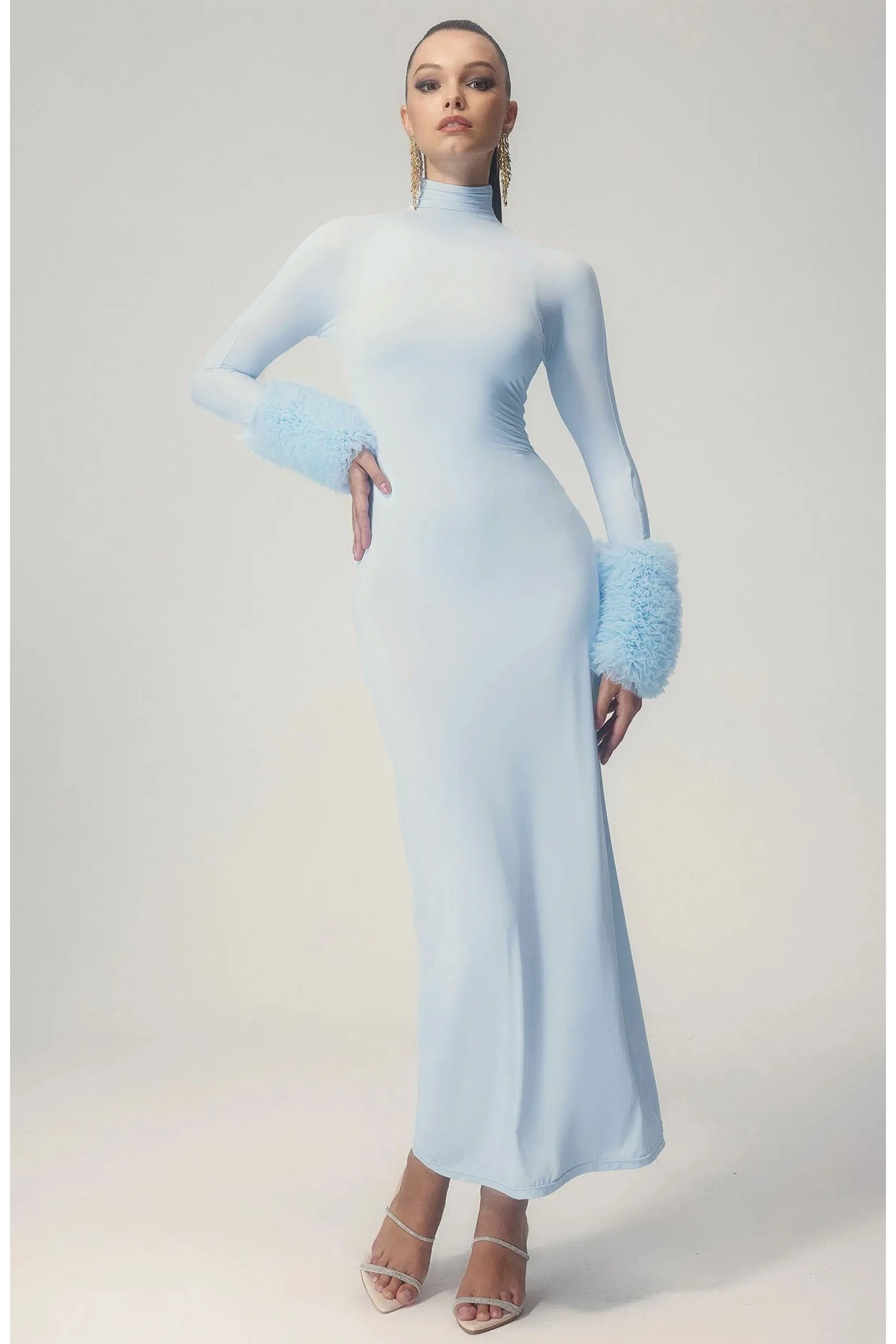 Elvira Long Sleeves Turtleneck Maxi Dress