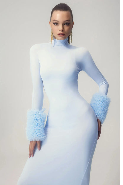 Elvira Long Sleeves Turtleneck Maxi Dress