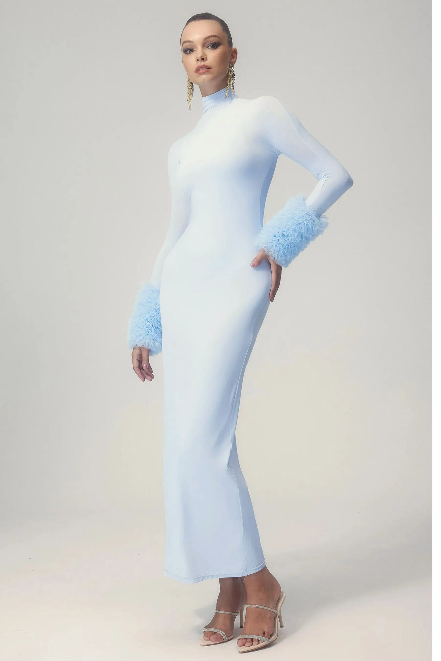 Elvira Long Sleeves Turtleneck Maxi Dress