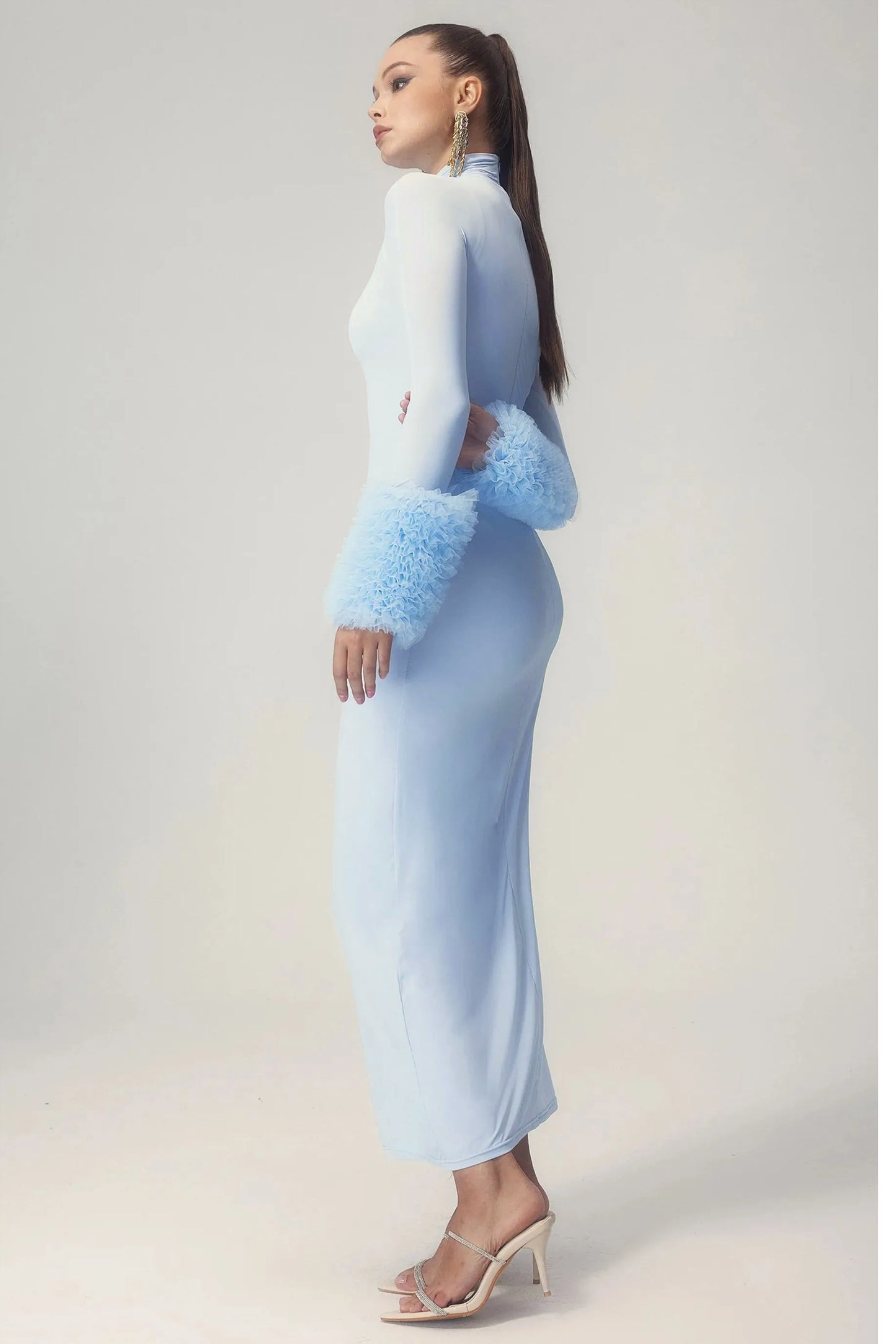 Elvira Long Sleeves Turtleneck Maxi Dress