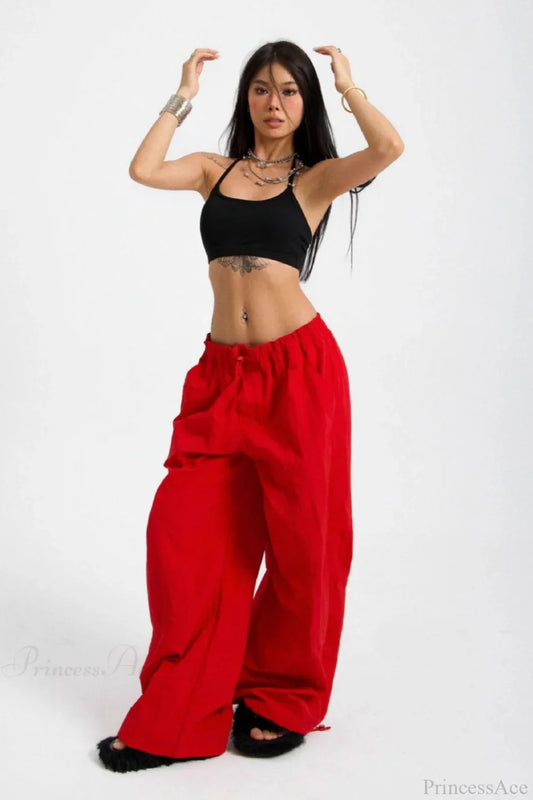 Embroidered Cargo Street Straight Leg Pants